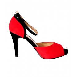Red Ankle Strap Peep Toe Sandals RG-078